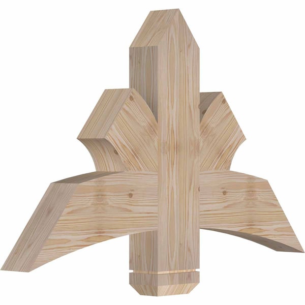 Davenport Smooth Timber Gable Bracket, Douglas Fir, 36W X 23H X 3 1/2D X 5 1/2F, 15/12 Pitch